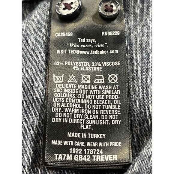 Ted Baker Trever Polo shirt XL Ted Size 5  Flip Cuff Slim Fit Long Sleeve Oxford - Picture 8 of 14